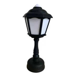 Abajur Vintage Luminária Poste Preto e Branco Luzes Amarelas Bateria - Único