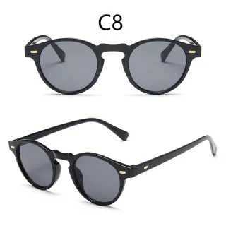 Unissexo UV400 óculos de sol redondos com armação pequena - C2