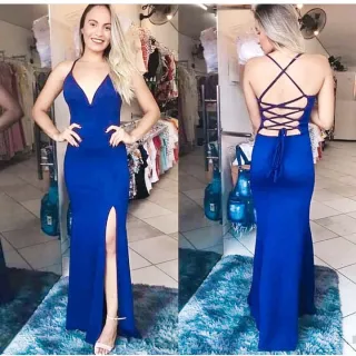 Cores vestido longo festa casamento madrinha noite com fenda - Verde Oliva