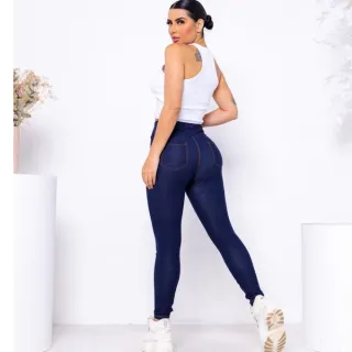 Legging Jeans Feminina Cos Alto Skinny com lycra - CINZA COR