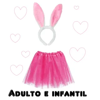 Fantasia Coelhinha Feminina - Body, Saia de Tule e Orelhas - P VESTE 38