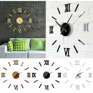 Autocolante Acrílico 3D para Relógio de Parede na Cozinha - DOURADA