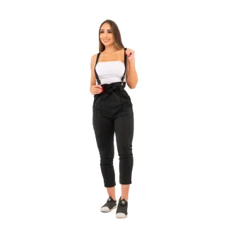 Macacão Feminino Jardineira Salopete Suspensório Bengaline - Vermelho
