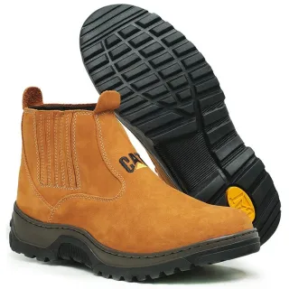Oferta resistente: Bota masculina Caterpillar em couro legítimo - Marrom
