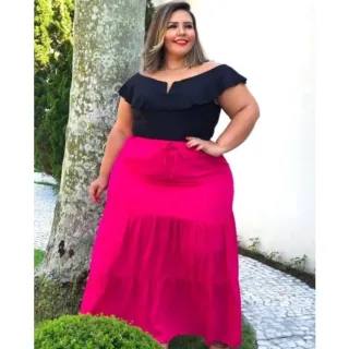 Moda Blogueira: Saia Longa com Babados Tendência 2022 - Vermelho