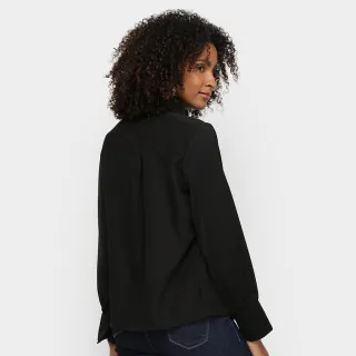 Camisa Manga Longa Feminina Social Corte V Botões - B0016 - Verde