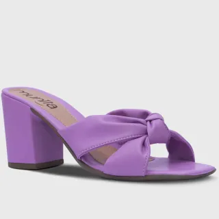 Sandália Tamanco Feminino Bico Quadrado Salto -26.05 - Nude