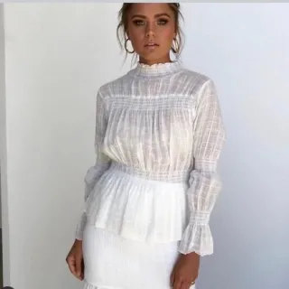 Blusa Feminina Manga Longa com Elástico no Pescoço - Rose