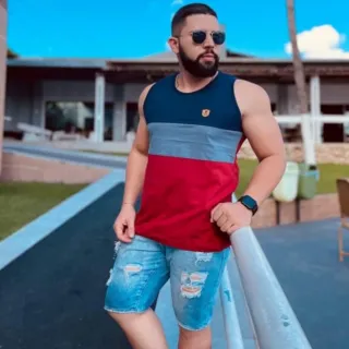 Preço de Fábrica - Camiseta Regata Masculina em Algodão Penteado Diversas Cores - Laranja