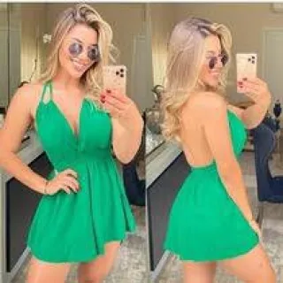 Frente Única Macaquinho Feminino Viscolinho com Elástico - Verde Bandeira