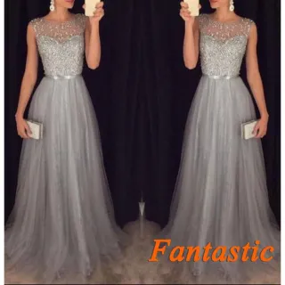 Vestido de Baile Longo em Renda para Festa Noturna de Casamento - M