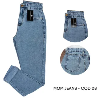 Cintura Alta Luxo Calça Mom Jeans Feminina Elegante - COD 08