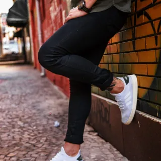 Ótimo Caimento Calças Masculinas Skinny Lycra Cor CREME - Creme