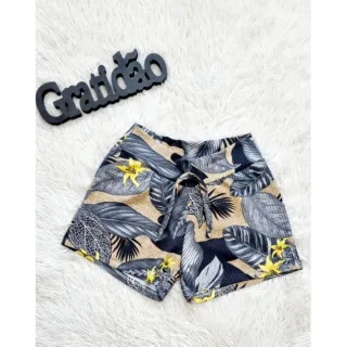 Kit Malha Estampada 3 Shorts Feminino - Dia a Dia - M