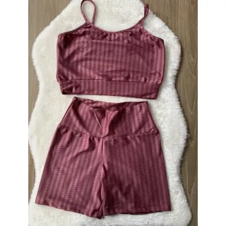 Top + Short Cirre 3D Fitness de Alta Qualidade - Pink