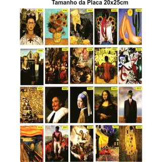 Pinturas Famosas Placas Decorativas - 20 modelos - PFE01