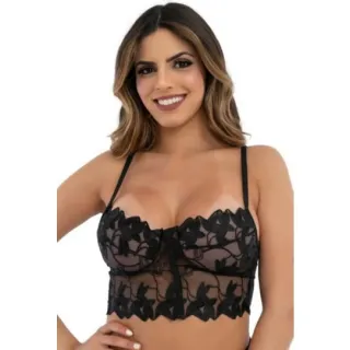 Top Cropped Nude com Renda - Fundo - Branco