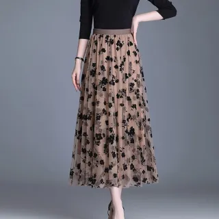 Saias Plissadas Longas de Malha Tutu - Moda Feminina - Preto1