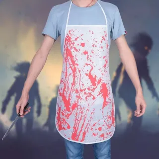 Avental de Açougueiro com Sangue e Faca - Fantasia Masculina para Festa de Halloween e Carnaval - Único