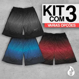 Bermudas Dry Fit Futebol Colorido - Kit com 3
