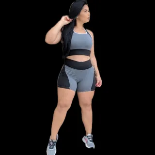 Top e Bermuda Fitness para Academia - Sortidas Cores - Amarelo