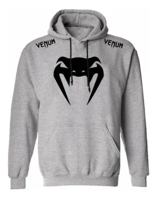 Incrível Blusão de Moletom Venum MMA para Academia na Raryel - Qualidade e estilo em uma peça única! - Cinza-Preto