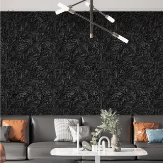 Papel de Parede Autocolante Preto Arabesco Provençal 3D - Promoção Raryel - Único