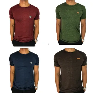 Moda Fitness Masculina: Kit com 4 Camisetas Dry Fit Manga Curta - Vermelho,Verde,Azul,Cinza