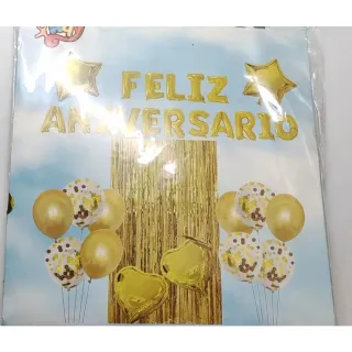 Cortina de Borla de Festa - Kit com 30 Balões Feliz Aniversário Coração Estrela Bexiga - Prata
