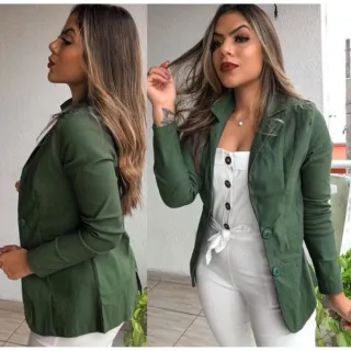 Blazer Maxxi Longo Feminino Acinturado em Bengaline - Preto