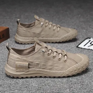 Tênis de Lona Masculino Verão 2022 - Estilo Novo, Cor Sólida, Solado Respirável - 6652 Cáqui