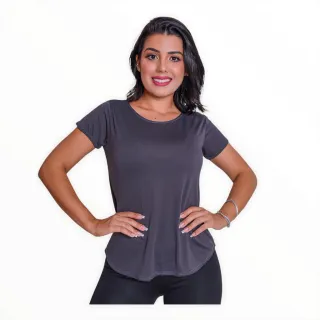 Blusa Dry Fit Feminina 100% Poliamida para Academia - T-shirt - Cinza