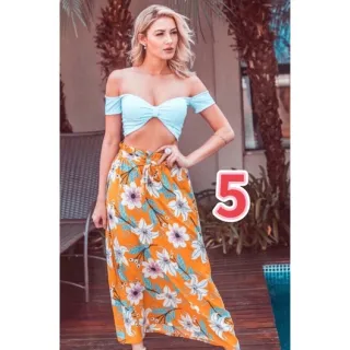 Saia Longa Feminina com Estampa Floral - 6-VERDE