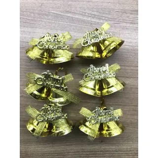 Pendente Natal Kit 12 Sinos Dourado Laço Arvore - 1