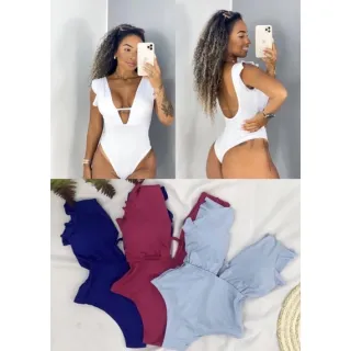 Decote V elegante: Maio fechado com cinto fake preto, azul, vinho - Preto com cinto