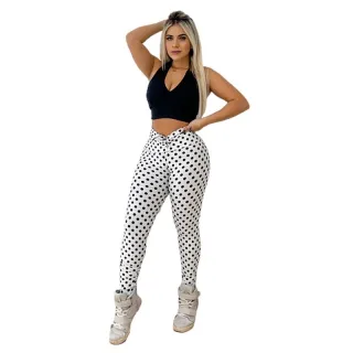 Leg estampado confortável de academia em corda e poá - Estampado Chamativo