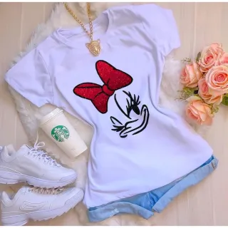 Moda feminina atacado: blusinha t-shirt básica com personagem - P ao GG - STIBRILHO