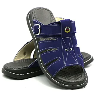 Oferta Sandália Anti Stress Masculina Couro Franciscana Chinelo - Azul