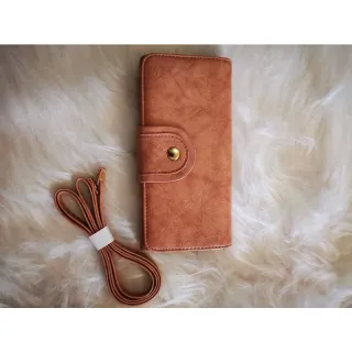 Grange carteira feminina com alça, porta cartão/dinheiro/celular - Marrom