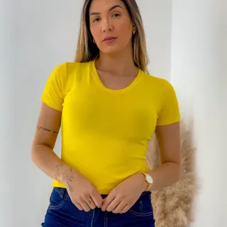 Blusa Manga Curta Gola V Feminina - Rose