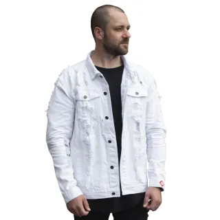 Jaqueta Jeans Destruída Masculina, Jaqueta de Frio - Branco