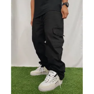 Calça Larga Parachute Caqui Unissex - Raryel - Calça Larga Cinza Cargo