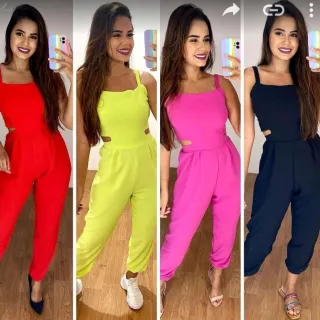 Macaquinho de alfaiataria com bojo, alça elástico e amarração - Raryel - Pink Alfaiataria