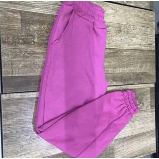 Cós Alto Calça Jogger Feminina de Moleton Flanelado Grosso - Pink