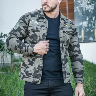 Patches Destroyed Slim Fit Jaqueta Jeans Masculina - Caqui