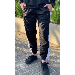 Treino Elastano/Tactel Calça Esportiva Masculina - PRETA COM LISTRA BRANCA