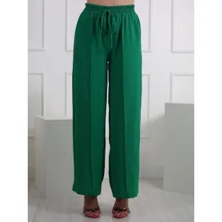 Calça Feminina Pantalona de Tecido Duna com Cintura Alta e Elastex - Rosa