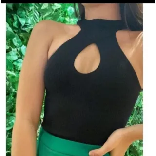 Blusa Regata Feminina Gola Alta Decote em Gota com Bojo - TAM: ÚNICO 36/40 - Azul Claro