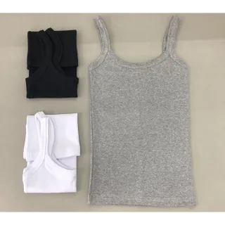 Kit Regatas Alcinha Branca, Cinza e Preta - 96% Algodão - M