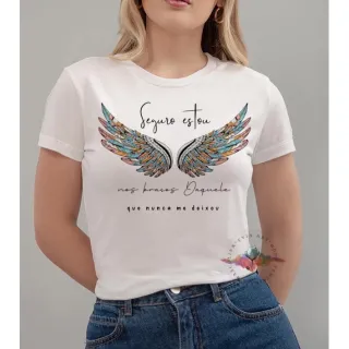 Moda Evangélica Feminina: Blusa T-shirt Asas Seguro Estou - M